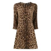 Luipaardprint Wollen Jurk Leo New Dolce & Gabbana , Brown , Dames