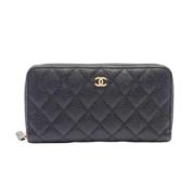 Pre-owned Leather wallets Chanel Vintage , Black , Dames