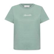 T-shirt met geborduurd logo Lanvin , Green , Dames