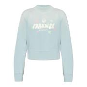 Sweatshirt met logo Palm Angels , Blue , Dames