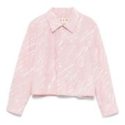 Abstract Print Katoenen Overhemd Marni , Pink , Dames