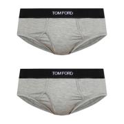 Twee-pack slips met logo Tom Ford , Gray , Heren