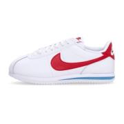 Lage Leren Sneakers Wit/Rood/Blauw Nike , White , Dames