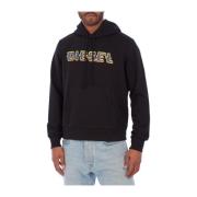 Stedelijke Hoodie met Verstelbare Capuchon Diesel , Black , Heren