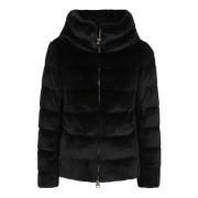 Gewatteerde jas met Ecofur Herno , Black , Dames