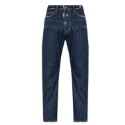 Blauwe Denim Jeans met Logo Patch Dsquared2 , Blue , Heren