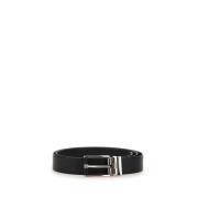 Omkeerbare leren riem met zilveren gesp Hugo Boss , Black , Heren