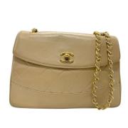 Pre-owned Leather shoulder-bags Chanel Vintage , Beige , Dames