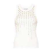 Witte Mouwloze Top met Strass DES Phemmes , White , Dames