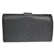 Pre-owned Leather wallets Chanel Vintage , Black , Dames