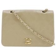 Pre-owned Leather chanel-bags Chanel Vintage , Beige , Dames