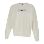 Witte Katoenen Sweatshirt met Logo Borduurwerk Lacoste , White , Heren