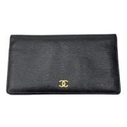 Pre-owned Leather wallets Chanel Vintage , Black , Dames