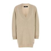 Beige Wollen Blend Sweater Jurk Versace , Beige , Dames