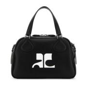 Klassieke Zwarte Leren Handtas Courrèges , Black , Dames