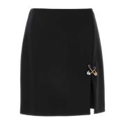 Stretch Wol Zwarte Rok Versace , Black , Dames