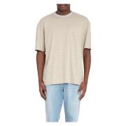 Gestreepte Accent Tee in Zand Études , Beige , Heren