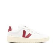 Witte Leren Sneakers met Rood Logo Veja , White , Heren