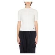 Core White Aansluitend T-shirt met Korte Mouwen Y-3 , White , Dames