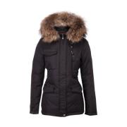 Klassieke Livigno jas met afneembare bontkraag Hollies , Black , Dames