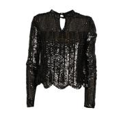 Paillettenblouse voor feestelijke look Twinset , Black , Dames