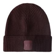 Wollen Patch Beanie in Extrafijne Wol C.p. Company , Brown , Heren