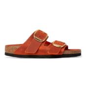 Oranje Big Buckle Sandalen Birkenstock , Orange , Dames