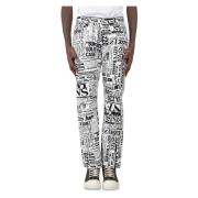 Krantenprint Witte Jeans Aries , Multicolor , Heren