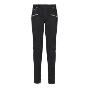 Slim-fit biker jeans in zwart denim Balmain , Black , Heren