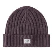 Logo Beanie in extrafijne wol C.p. Company , Purple , Heren