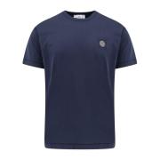 Katoenen Logo T-shirt Korte Mouw Zak Stone Island , Blue , Heren