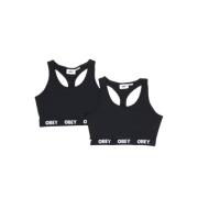 Zwarte Bralette 2-Pack Obey , Black , Dames