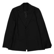 Zwarte Wollen Blazer Peak Revers Séfr , Black , Heren