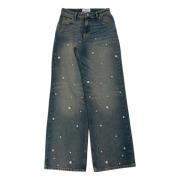 Blauwe Parel-Verfraaide High-Rise Jeans Essentiel Antwerp , Blue , Dam...