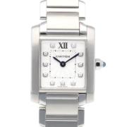 Pre-owned Stainless Steel watches Cartier Vintage , White , Dames