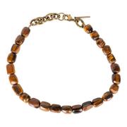 Tijgeroog Steen Ketting Handgemaakt Messing Dries Van Noten , Brown , ...