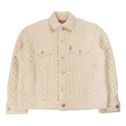 Wollen jas in natuurlijk Aran-patroon Junya Watanabe , Beige , Heren