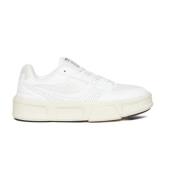 Witte leren en stoffen sneakers Fessura , White , Dames