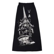 Zwarte Paris Jersey Rok met Grafische Print Vaquera , Black , Dames