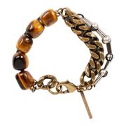 Tijgeroog Steen Ketting Armband Dries Van Noten , Brown , Heren