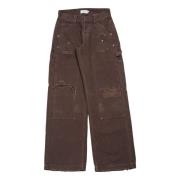 Donkerbruine werkbroek met versleten details Vaquera , Brown , Dames