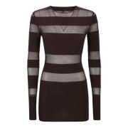 Stijlvolle Top met Polyester en Spandex Norma Kamali , Brown , Dames