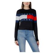 Zwart Katoenen Gebreide Trui Lange Mouw Ronde Hals Tommy Jeans , Black...