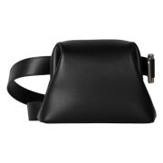 Zwarte Leren Mini Brot Tas Osoi , Black , Dames