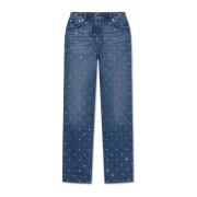 Jeans met glinsterende kristallen Versace , Blue , Dames