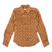 Maan Print Viscose Overhemdblouse Marine Serre , Brown , Dames