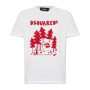 T-shirt met logo en fluwelen afwerking Dsquared2 , White , Dames