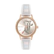 Wit Polipriel Horloge, Roze Kast, Zilveren Wijzerplaat Juicy Couture ,...