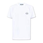 T-shirt met geborduurd logo Moschino , White , Heren