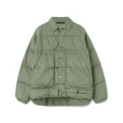 Groene Heg Downjacket met Metalen Drukknop Oamc , Green , Heren